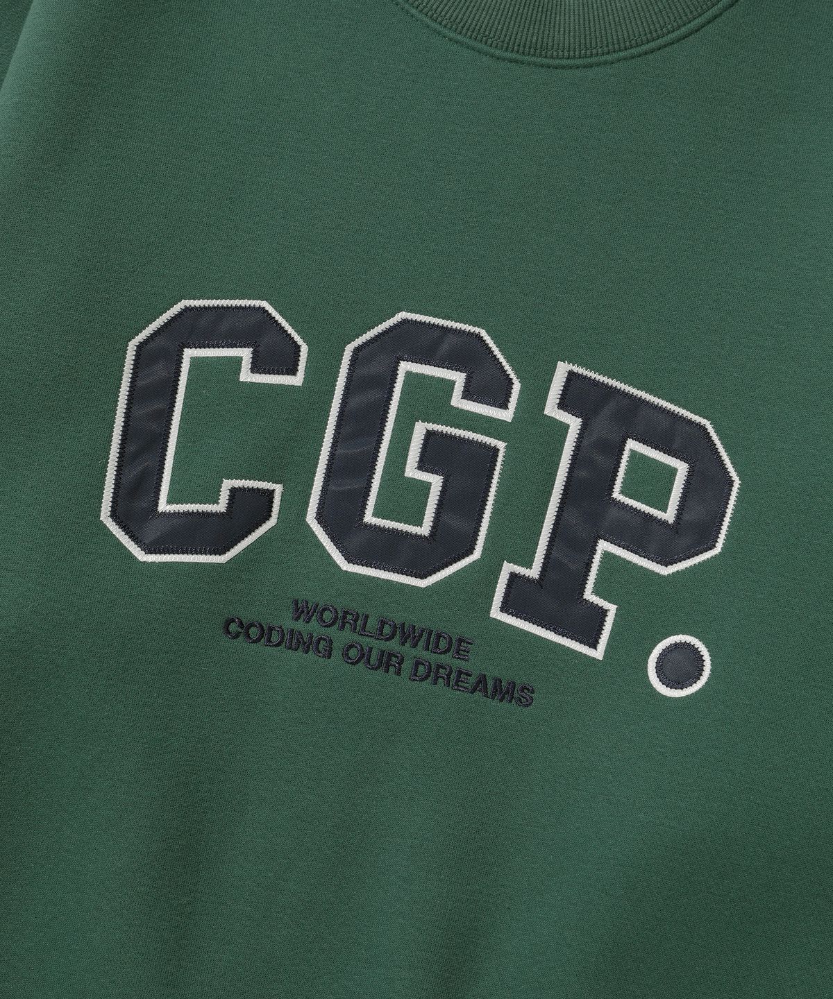 코드그라피(CGP) 기모 CGP 아치 로고 맨투맨_프로스트 그린