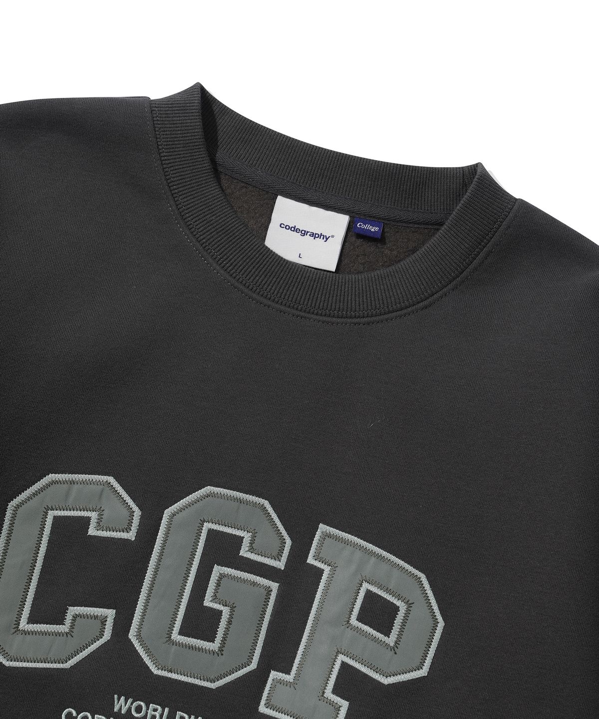 코드그라피(CGP) 기모 CGP 아치 로고 맨투맨_차콜