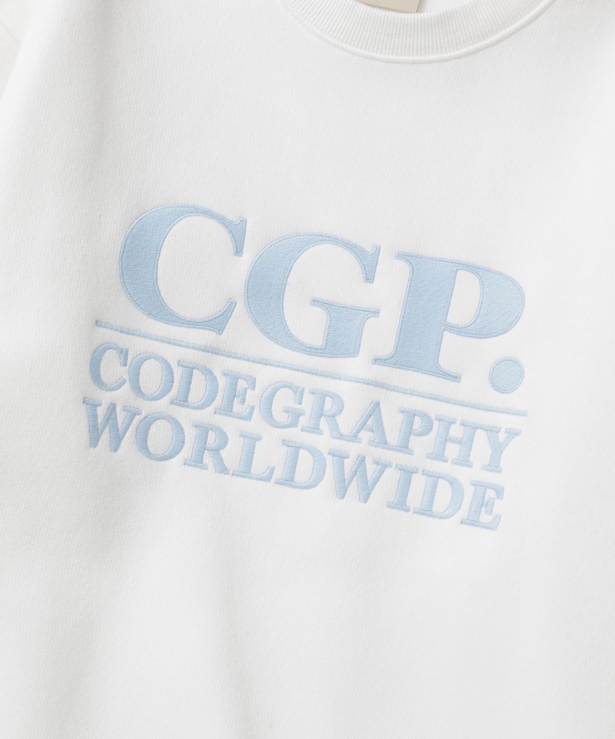 코드그라피(CGP) 기모 스퀘어 로고 맨투맨_오프화이트