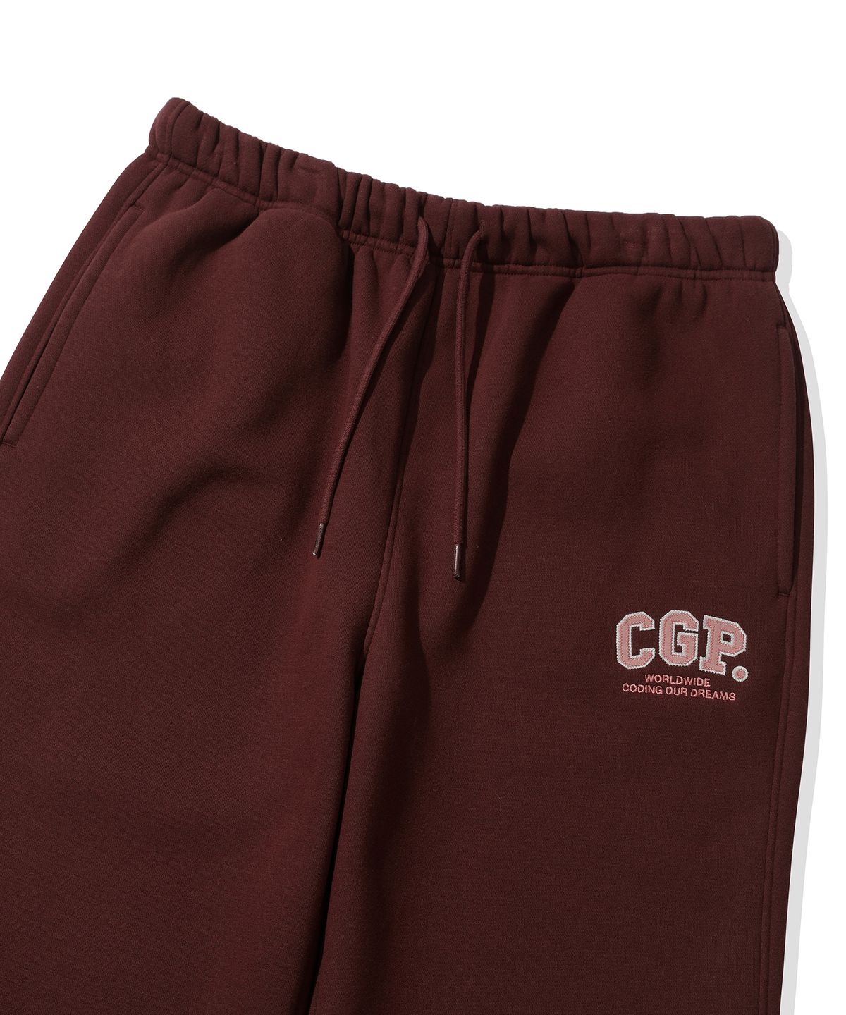 코드그라피(CGP) 기모 CGP 아치 로고 팬츠_버건디
