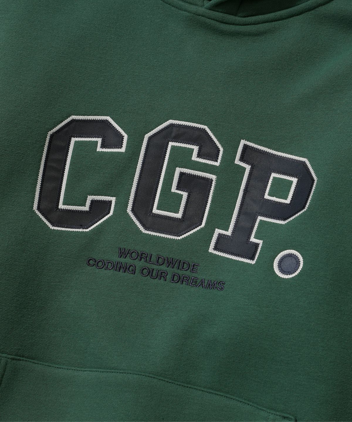 코드그라피(CGP) 기모 CGP 아치 로고 후디_프로스트 그린