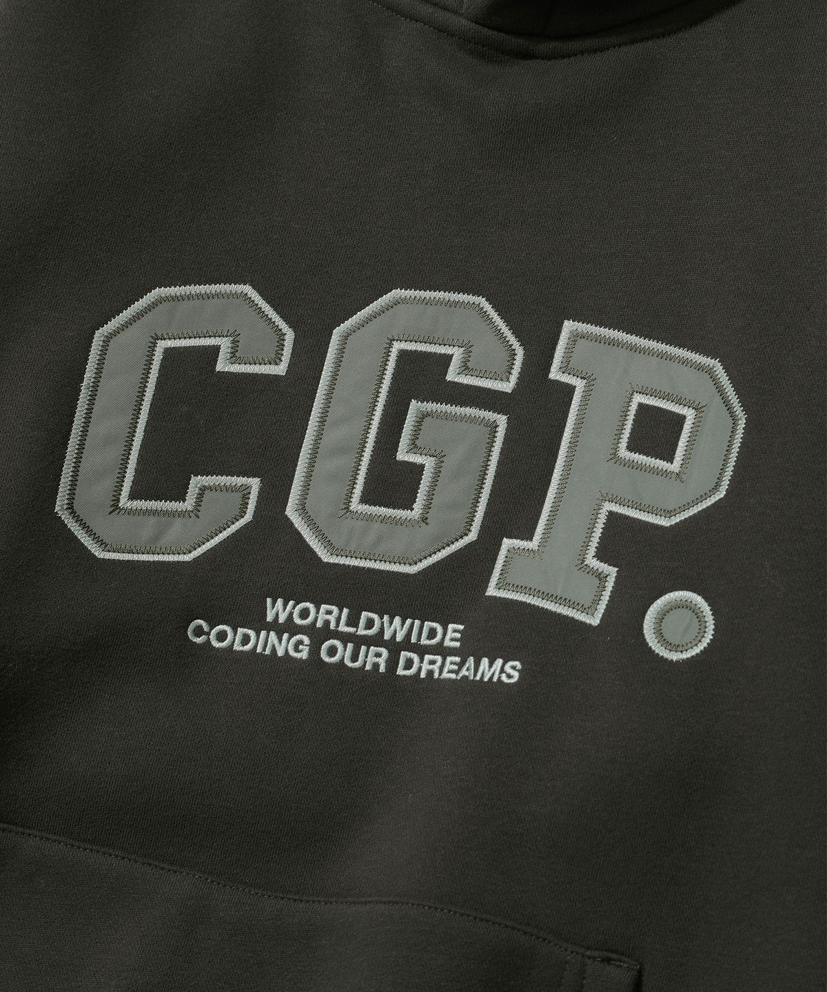 코드그라피(CGP) 기모 CGP 아치 로고 후디_차콜