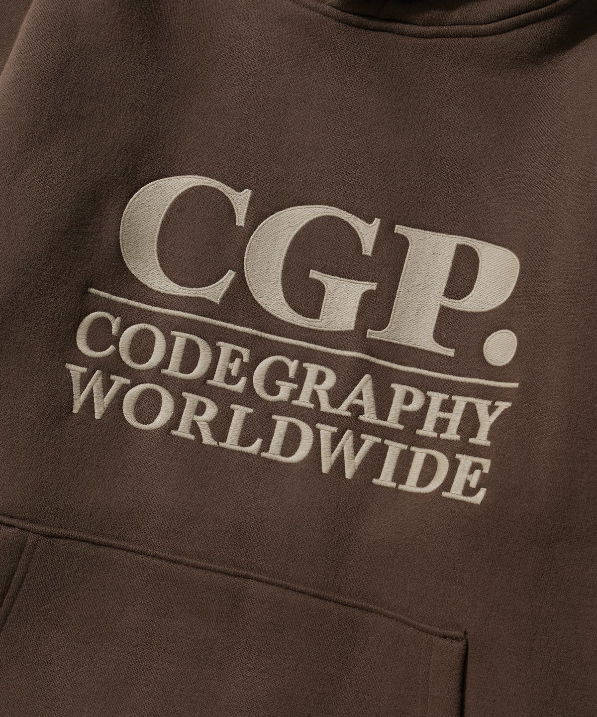코드그라피(CGP) 기모 스퀘어 로고 후디_초코 브라운