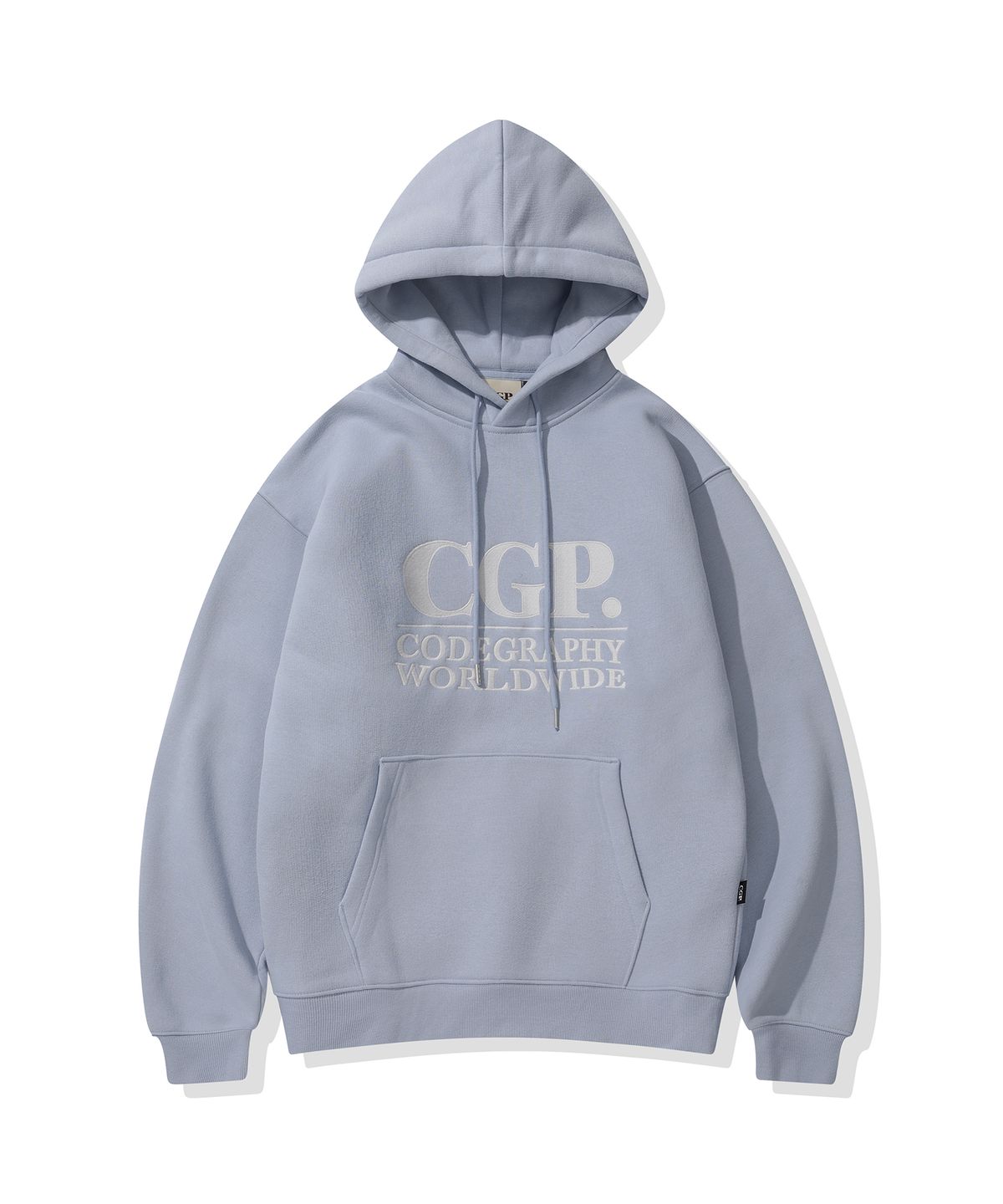 코드그라피(CGP) 기모 스퀘어 로고 후디_그레이쉬블루