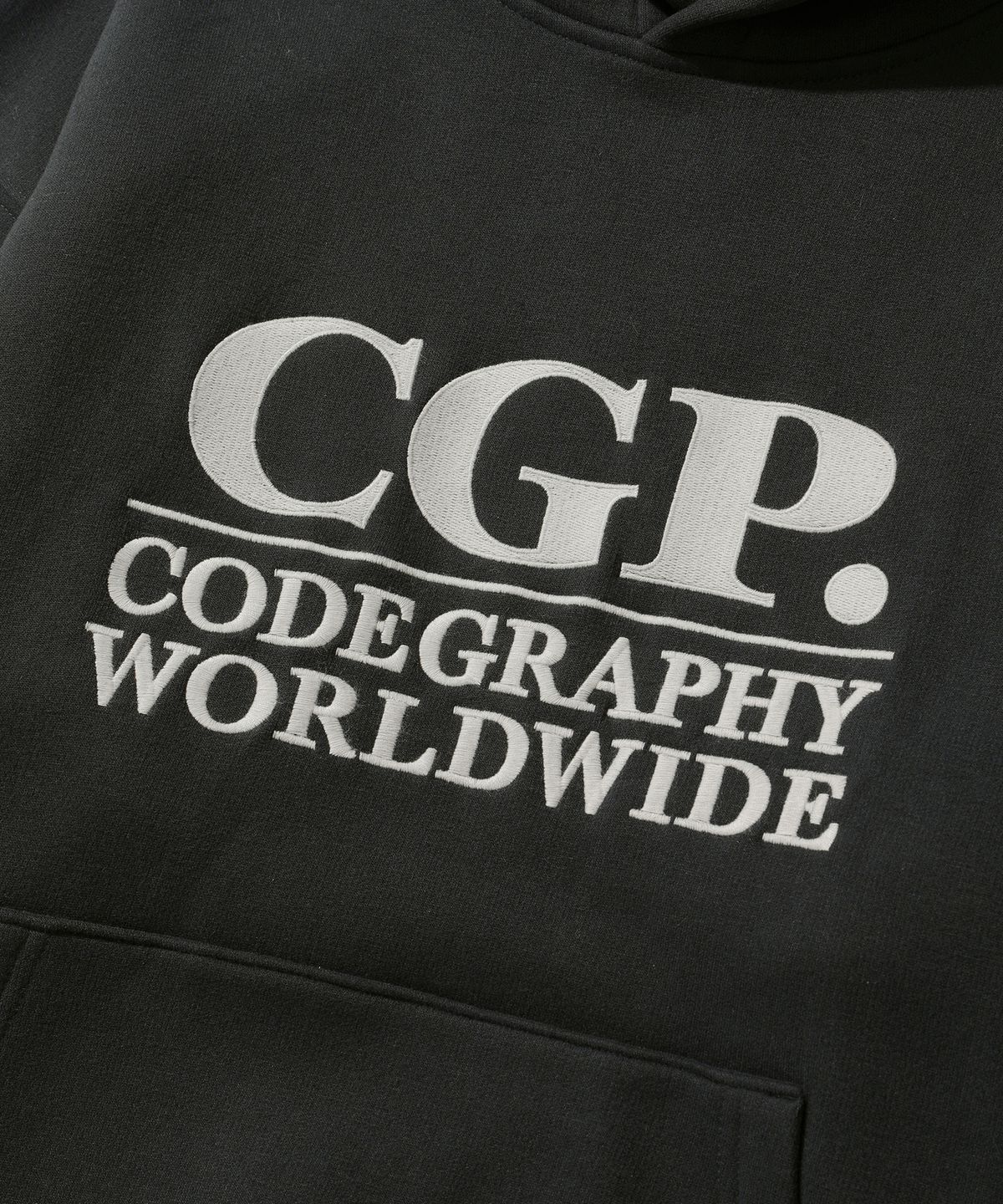 코드그라피(CGP) 기모 스퀘어 로고 후디_블랙
