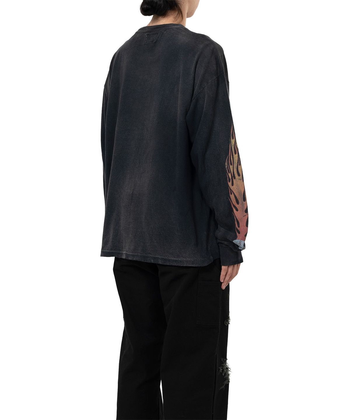 카미야(KAMIYA) “Skull Flame”Distressed L/S Tee - BLACK