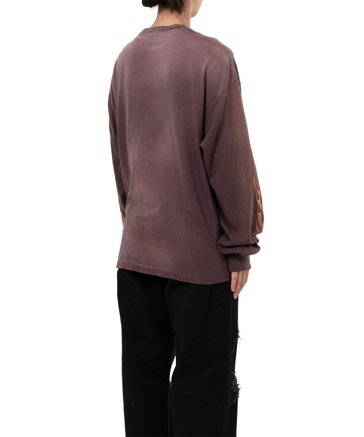 카미야(KAMIYA) “Skull Flame”Distressed L/S Tee - BROWN