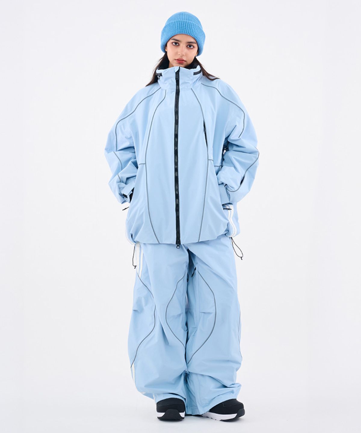 돌아우터웨어(DOLL OUTERWEAR) [DOLL X DUMDIDUM] 2526 랠리 자켓&팬츠 세트 SKY BLUE 남녀공용