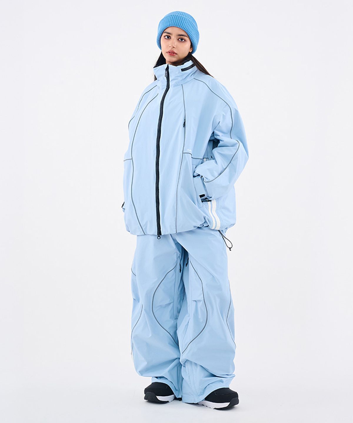 돌아우터웨어(DOLL OUTERWEAR) [DOLL X DUMDIDUM] 2526 랠리 자켓&팬츠 세트 SKY BLUE 남녀공용