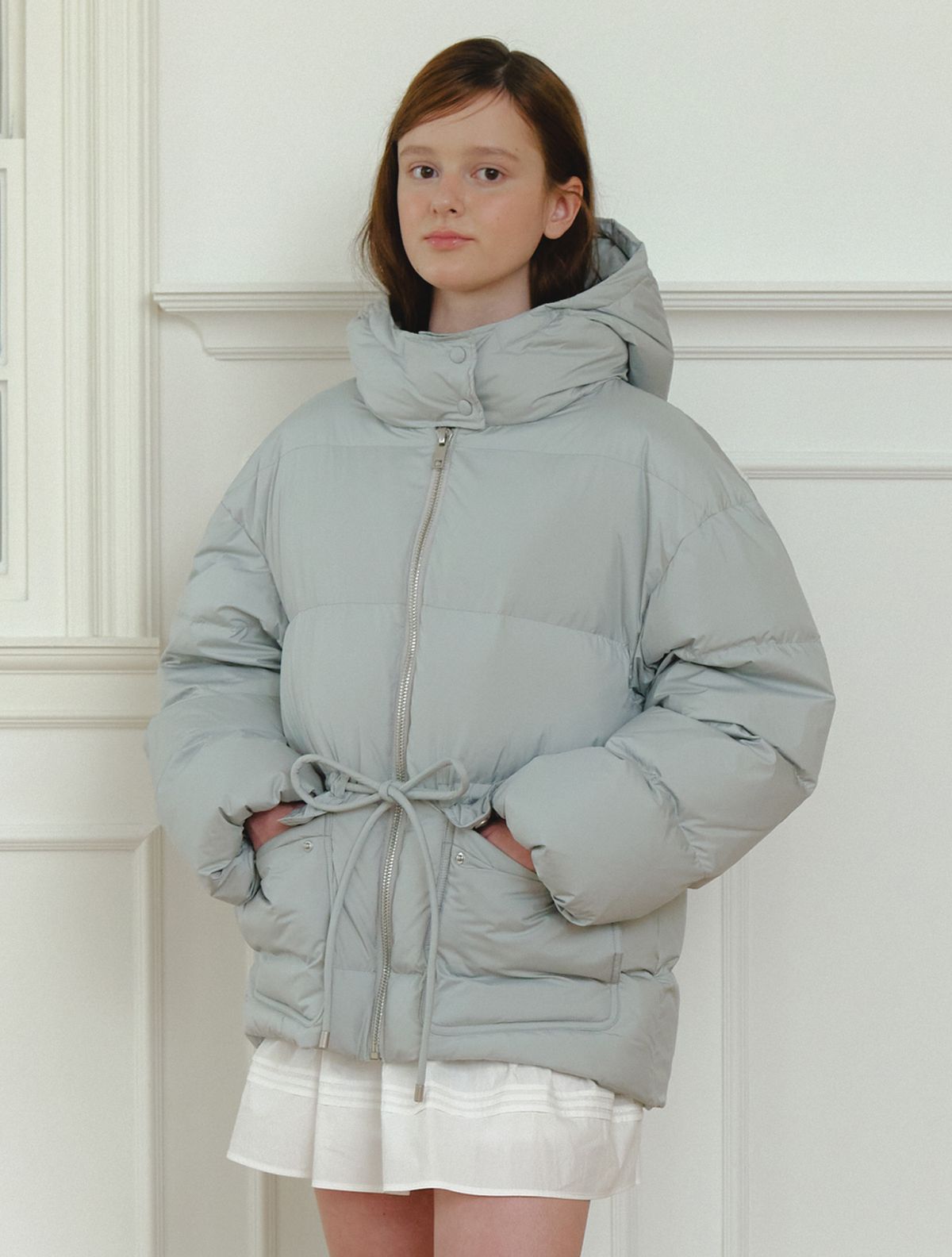 클루니(CLUNY) Cloud hooded puffer duck down padding - cream