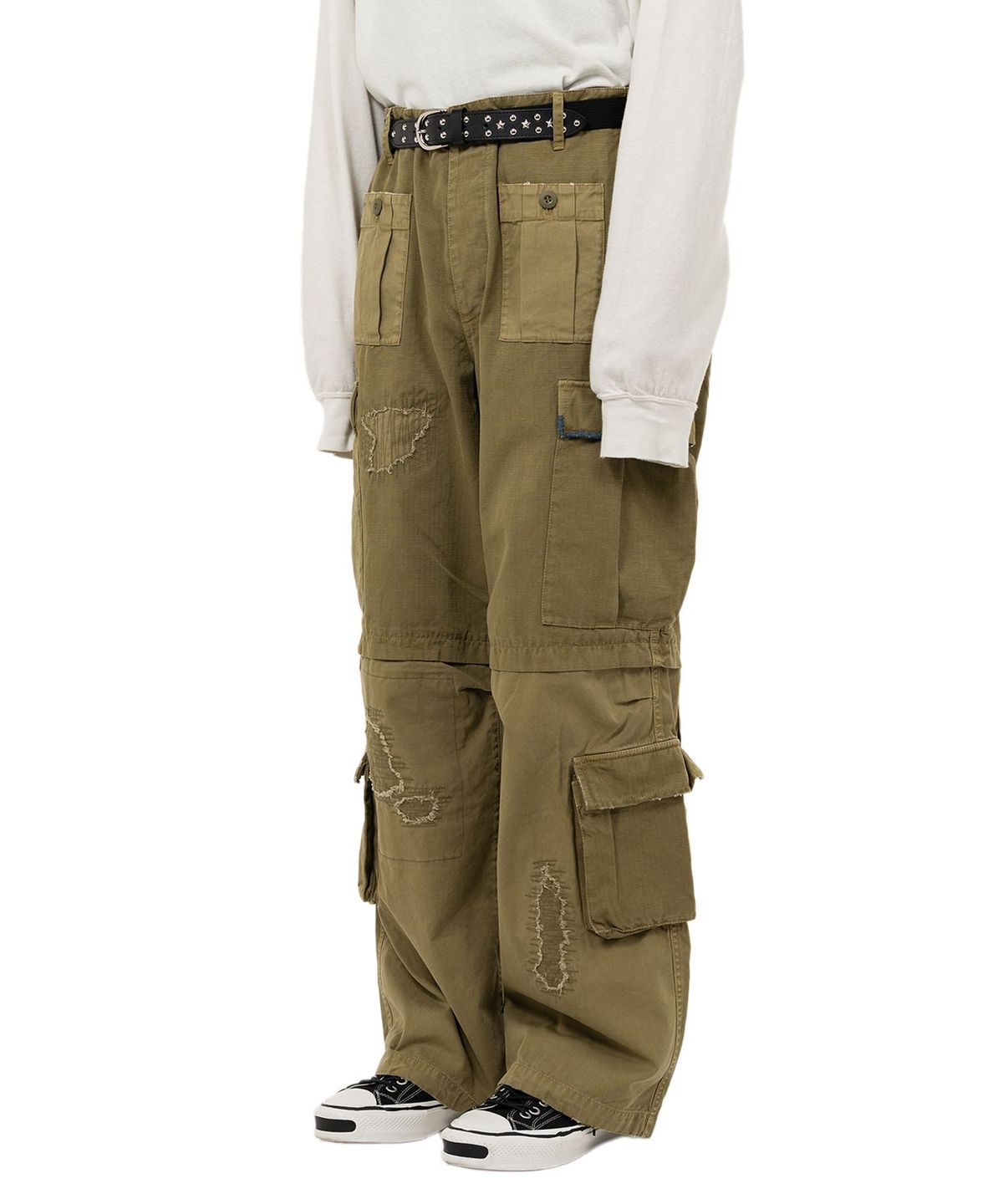 카미야(KAMIYA) Repaired Ripstop Fatigue Pants - KHAKI