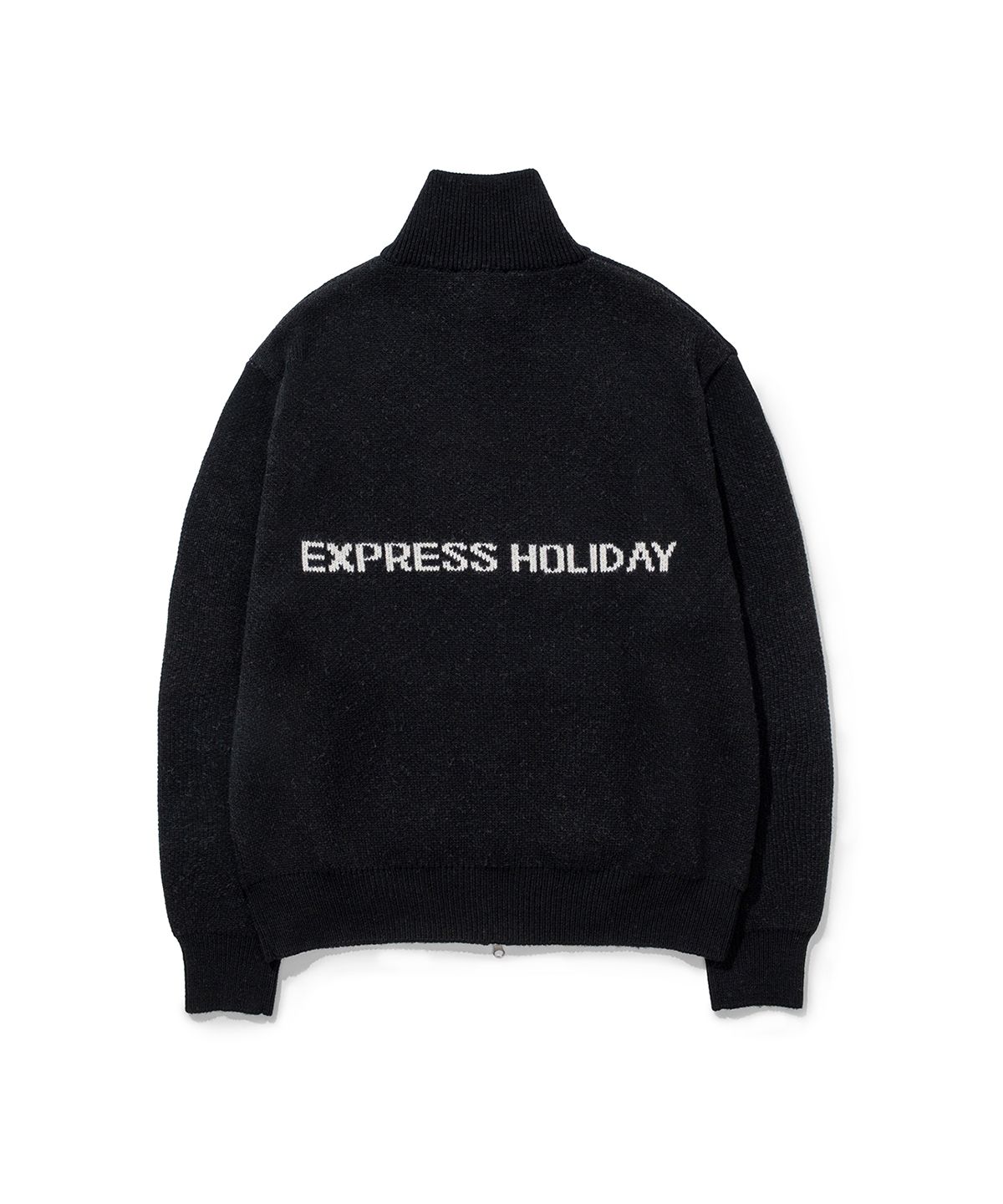 익스프레스홀리데이(EXPRESSHOLIDAY) 메리노 울 블랜드 니트 집업_블랙