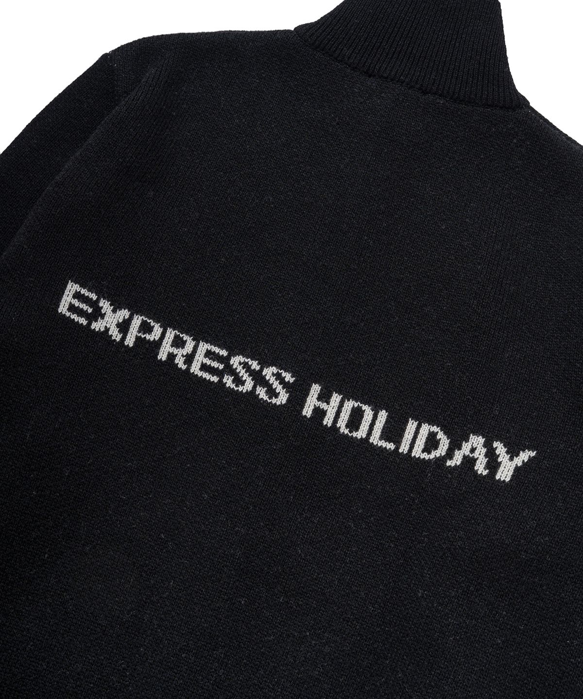 익스프레스홀리데이(EXPRESSHOLIDAY) 메리노 울 블랜드 니트 집업_블랙
