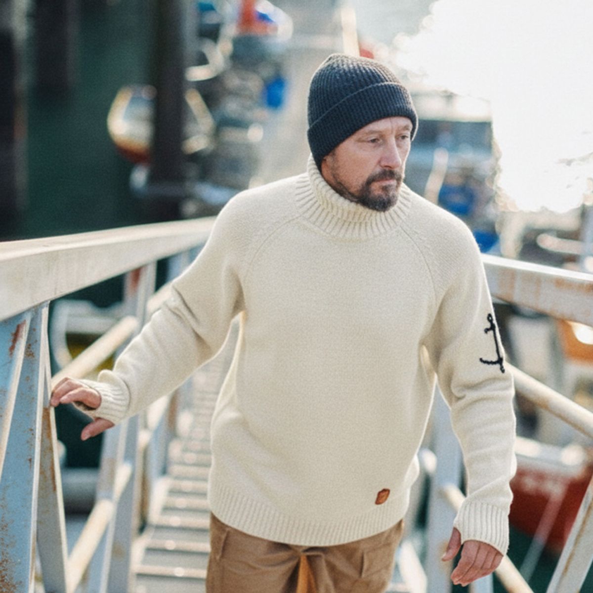 건지 울른스(Guernsey Woollens) 헤비코튼 터틀넥 스웨터 컬렉션