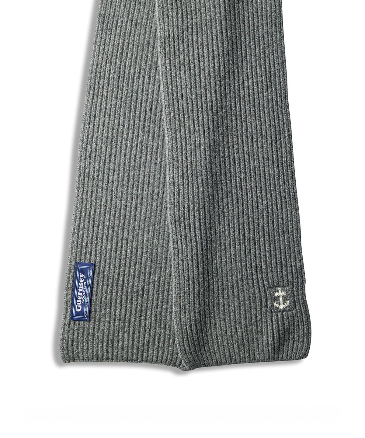 건지 울른스(Guernsey Woollens) 슈퍼파인 메리노울 앵커 머플러 - 그레이