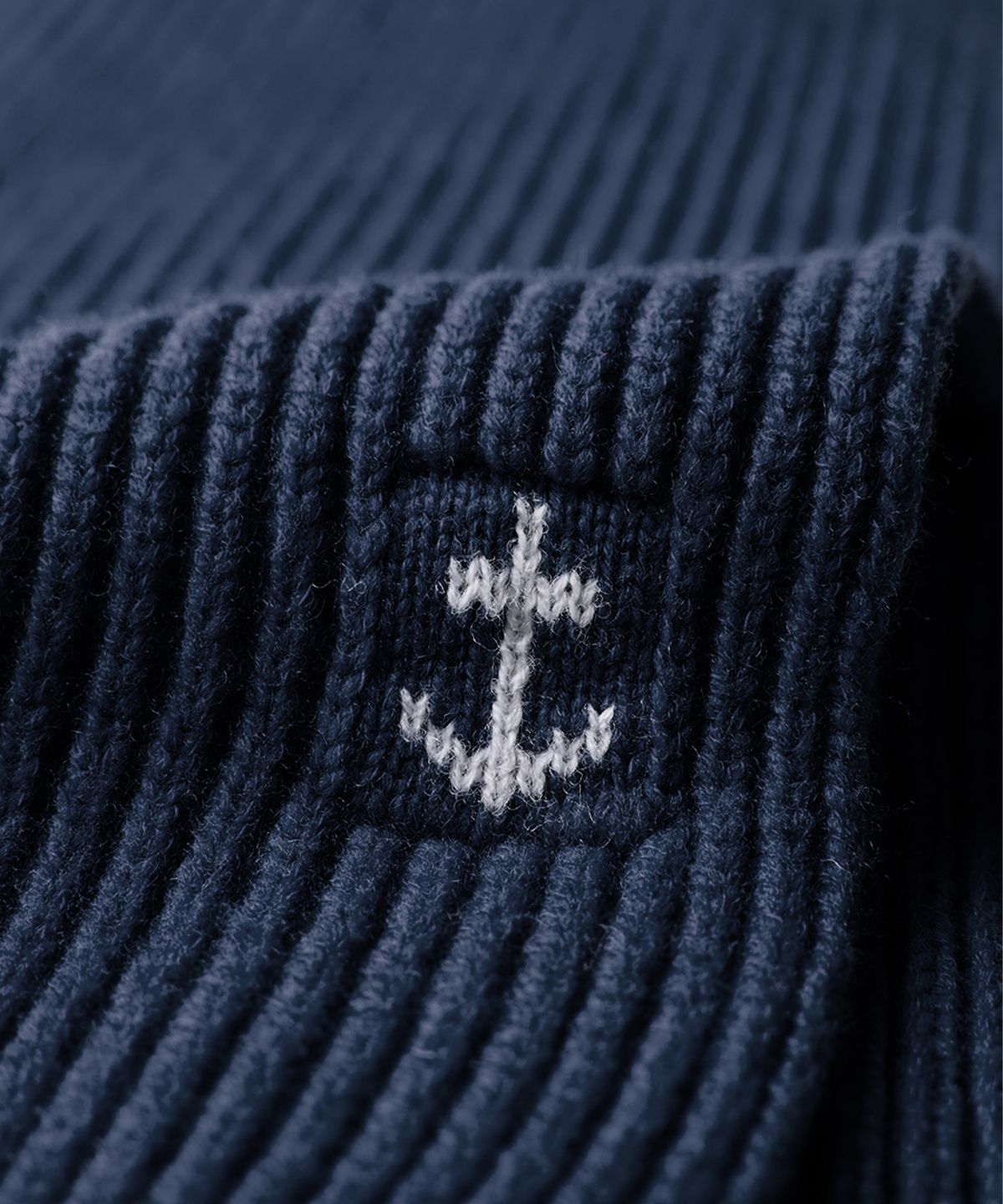 건지 울른스(Guernsey Woollens) 슈퍼파인 메리노울 앵커 머플러 - 네이비
