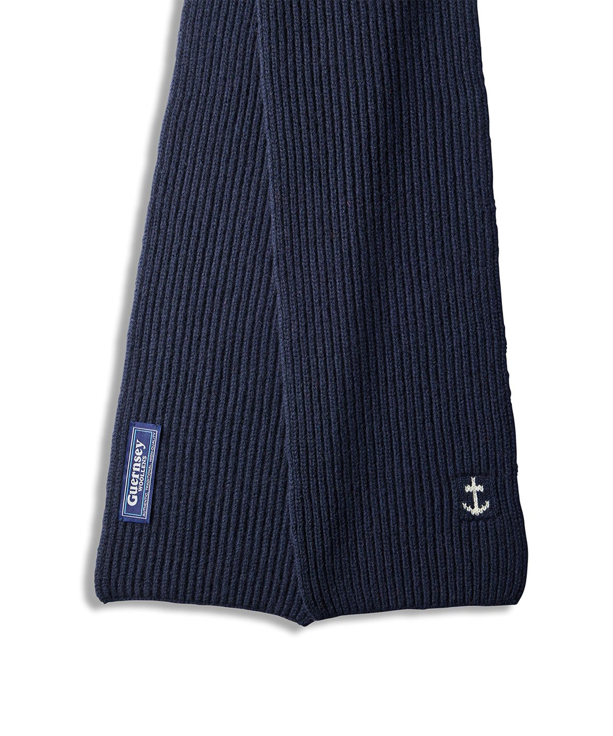 건지 울른스(Guernsey Woollens) 슈퍼파인 메리노울 앵커 머플러 - 네이비