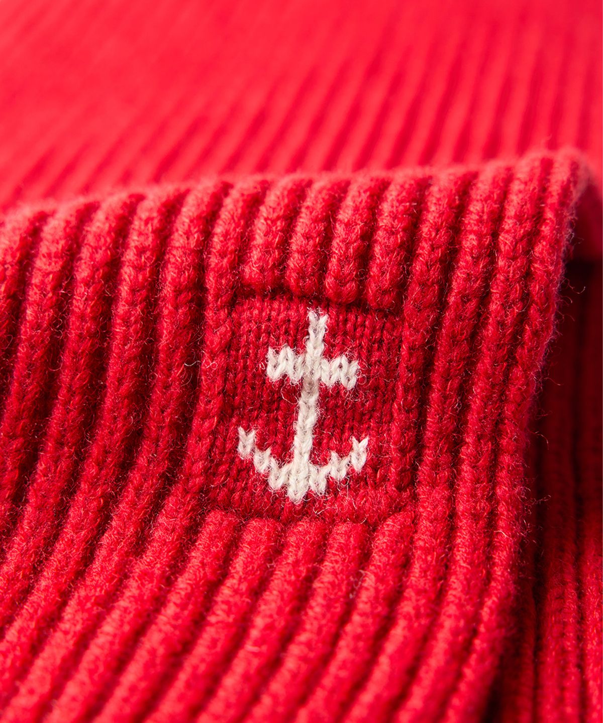 건지 울른스(Guernsey Woollens) 슈퍼파인 메리노울 앵커 머플러 - 레드