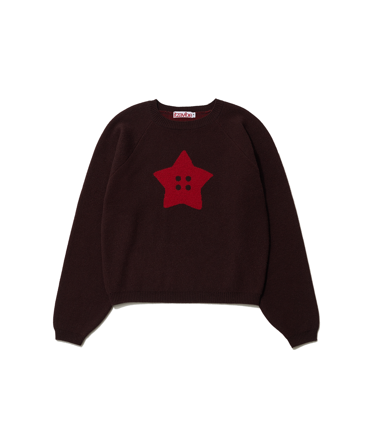 잇자바이브(ITZAVIBE) STAR BUTTON KNIT - BROWN