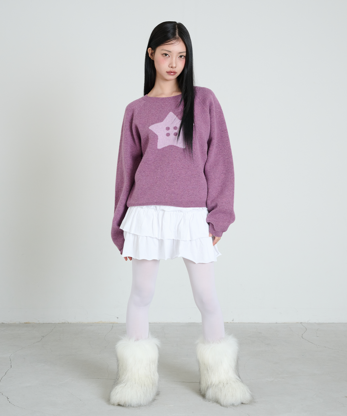 잇자바이브(ITZAVIBE) STAR BUTTON KNIT - PINK