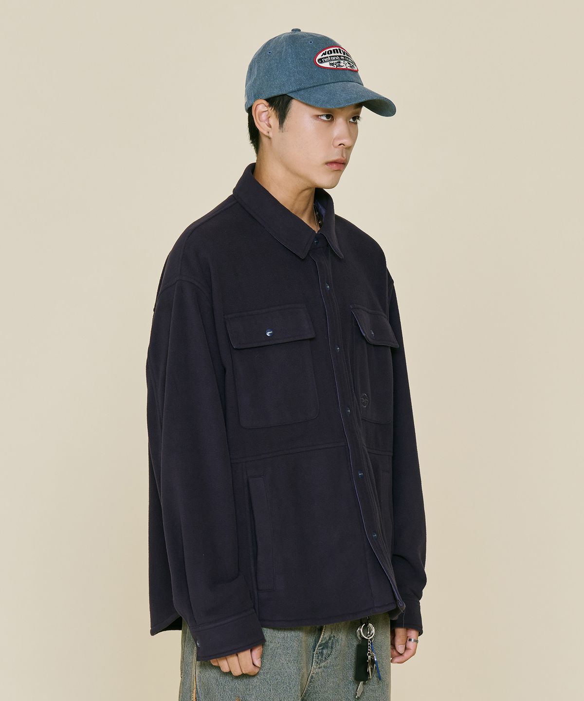 논타입(NONTYPE) FLEECE WORK SHIRTS (DEEP PURPLE)