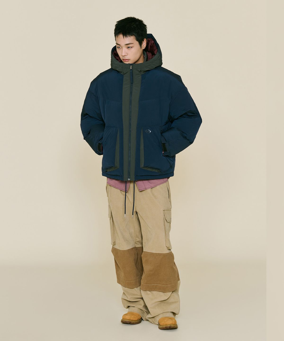 논타입(NONTYPE) HOOD LAYERED DOWN PARKA (NAVY)