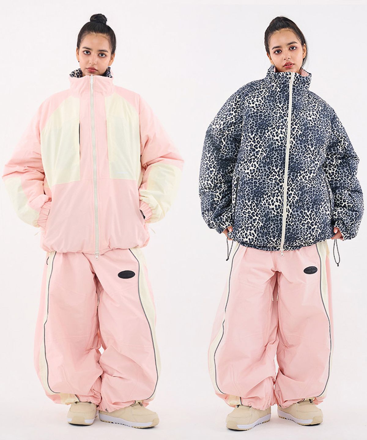 돌아우터웨어(DOLL OUTERWEAR) [DOLL X DUMDIDUM] 2526 리버시블 티로 패딩 자켓&팬츠 세트 BABY PINK 남녀공용