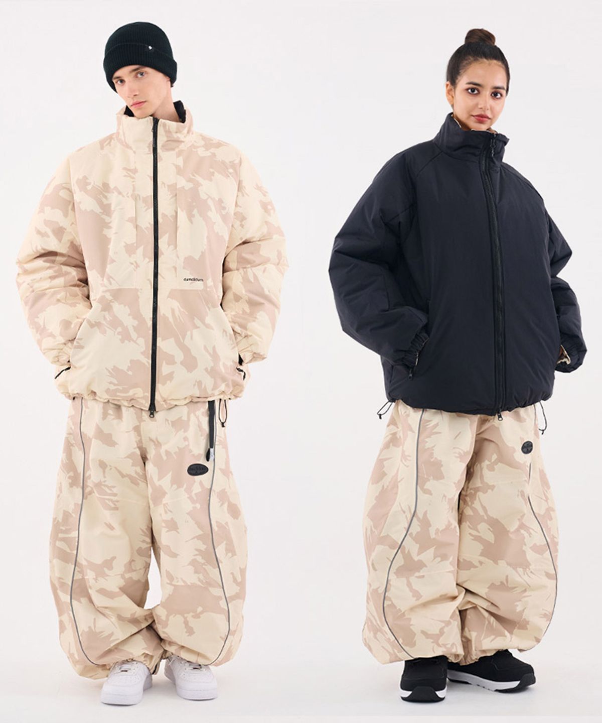 돌아우터웨어(DOLL OUTERWEAR) [DOLL X DUMDIDUM] 2526 리버시블 티로 패딩 자켓&팬츠 세트 MILLITARY 남녀공용
