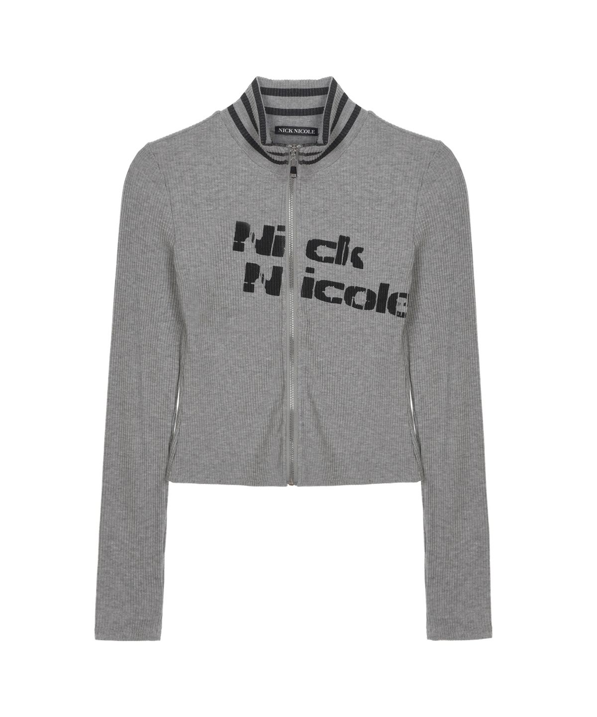 닉앤니콜(NICK&NICOLE) NICOLE SLIM RIBBED KNIT ZIP UP_GRAY