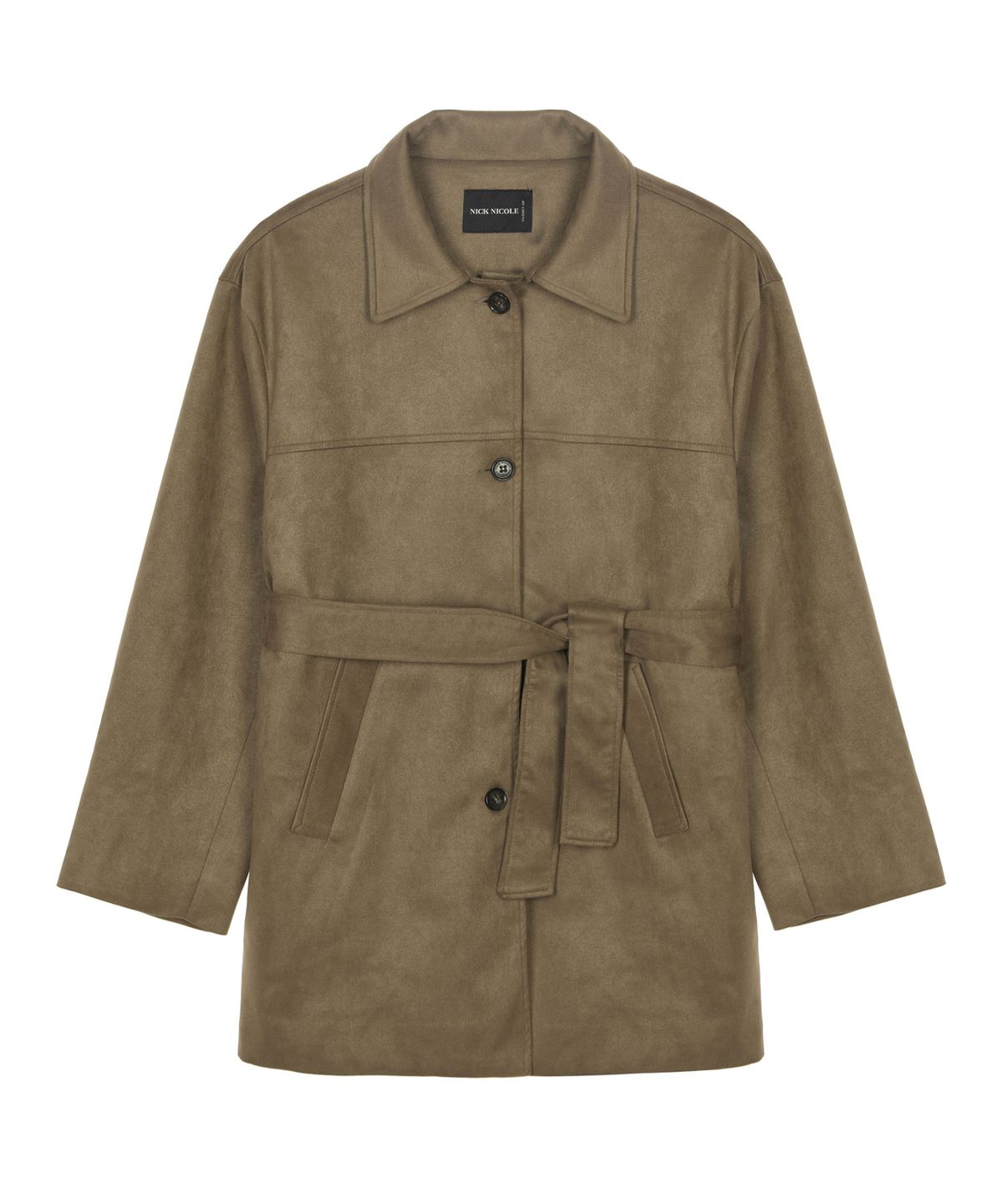 닉앤니콜(NICK&NICOLE) SUEDE BELTED HALF COAT_CARMEL