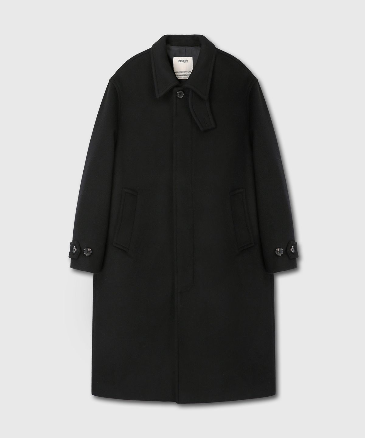 다이브인(DIVEIN) CASHMERE LAMBSWOOL UNIFORM MAC COAT (BLACK)