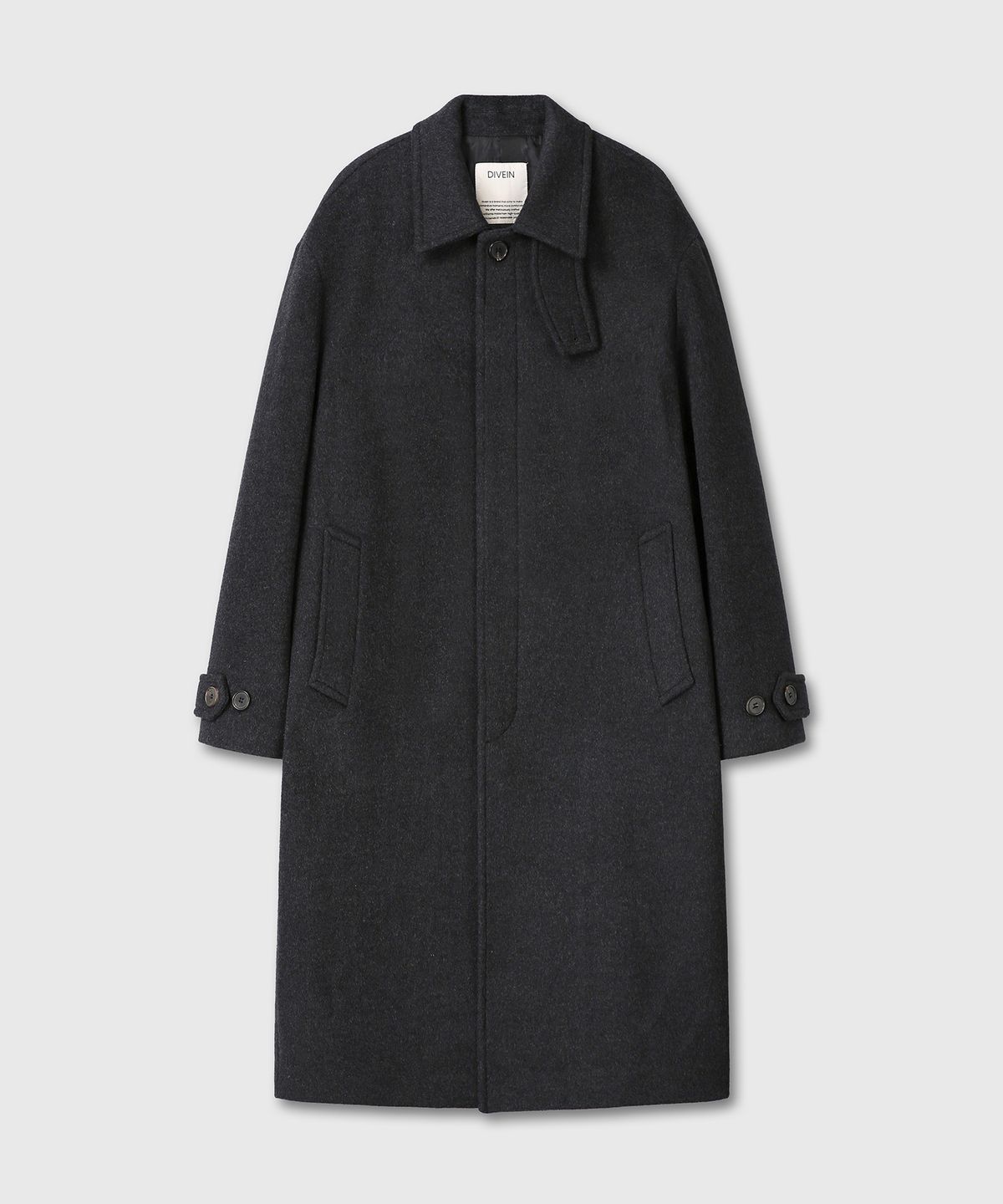 다이브인(DIVEIN) CASHMERE LAMBSWOOL UNIFORM MAC COAT (CHARCOAL)