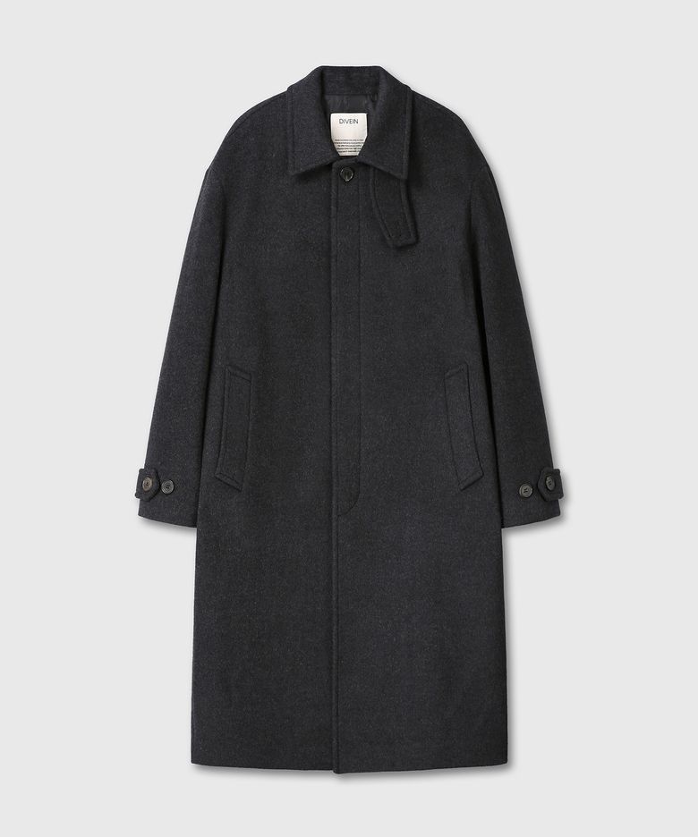 CASHMERE LAMBSWOOL UNIFORM MAC COAT (CHARCOAL)