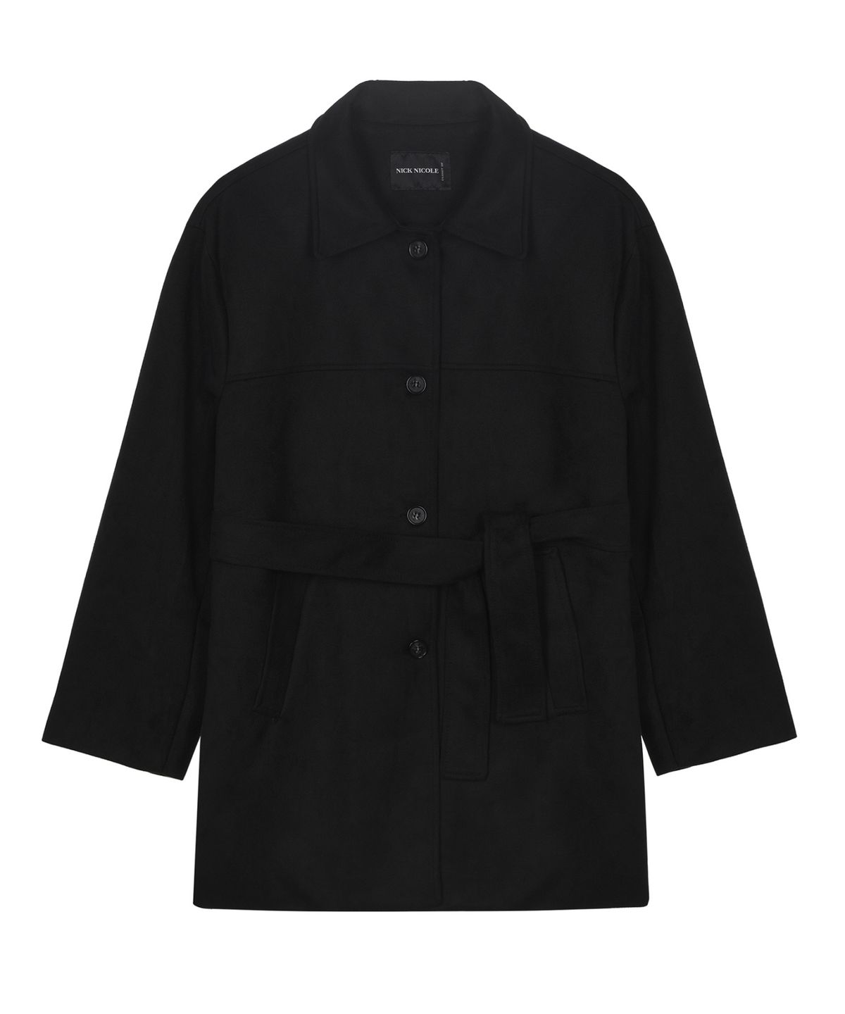 닉앤니콜(NICK&NICOLE) SUEDE BELTED HALF COAT_BLACK