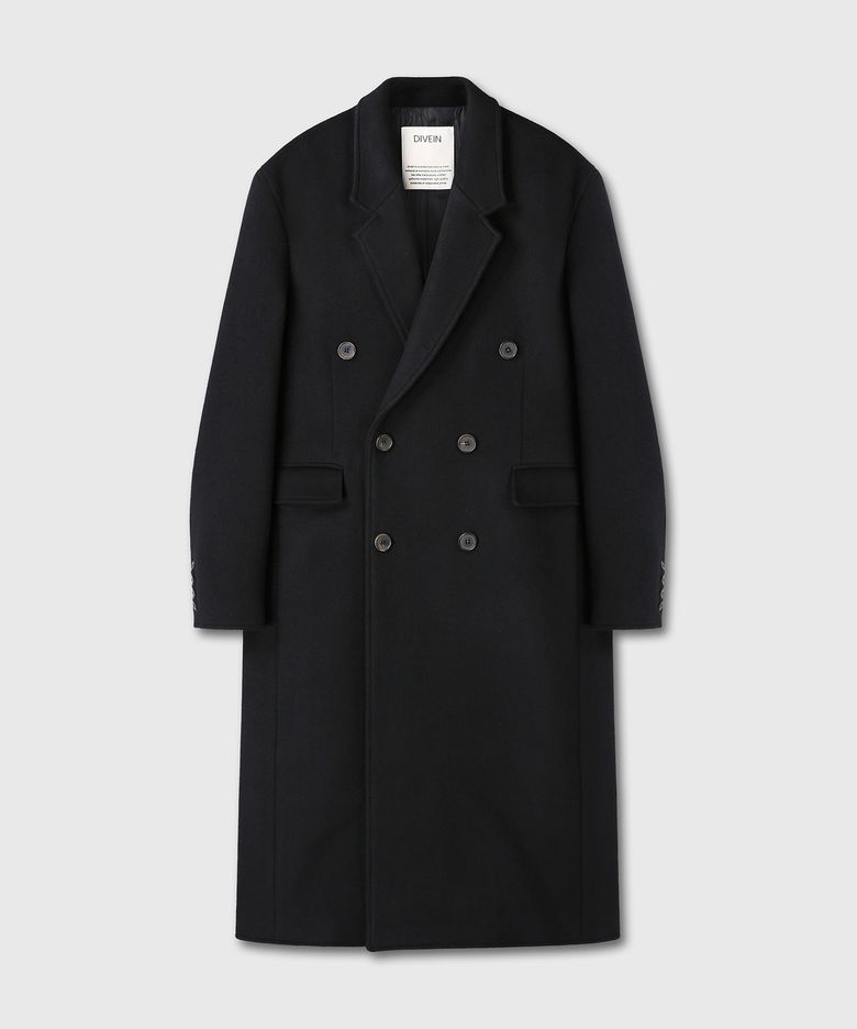 LOOSED DOUBLE BREASTED COAT (BLACK)