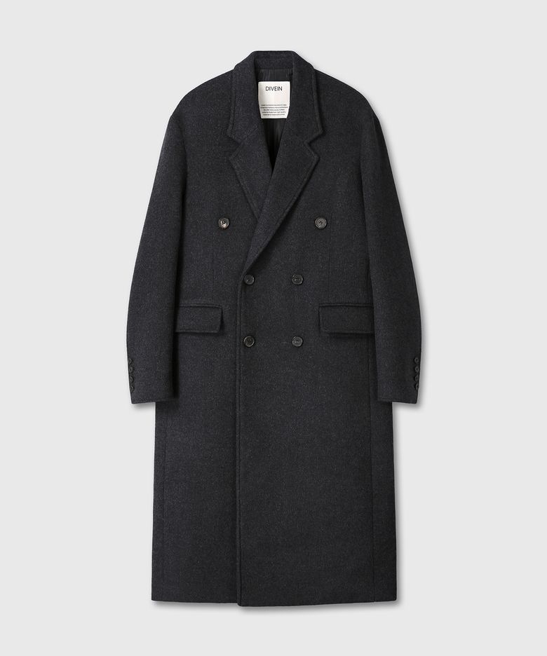 LOOSED DOUBLE BREASTED COAT (CHARCOAL)