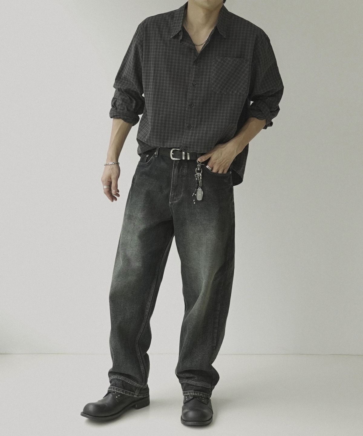 시도(SIIIIDO) VITO VINTAGE GARMENT DYED CHECK SHIRT #1