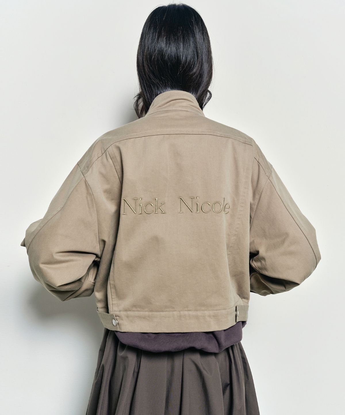닉앤니콜(NICK&NICOLE) DENIM CROP UTILITY JACKET_KHAKI