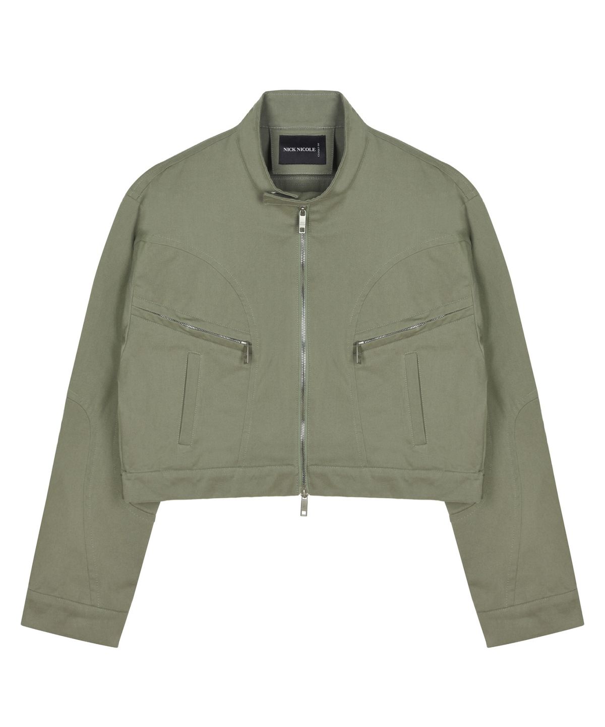 닉앤니콜(NICK&NICOLE) DENIM CROP UTILITY JACKET_KHAKI