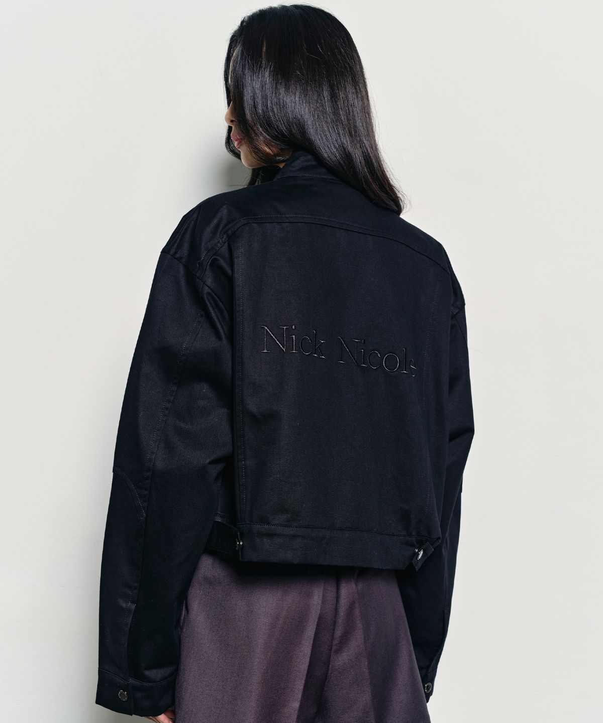 닉앤니콜(NICK&NICOLE) DENIM CROP UTILITY JACKET_BLACK