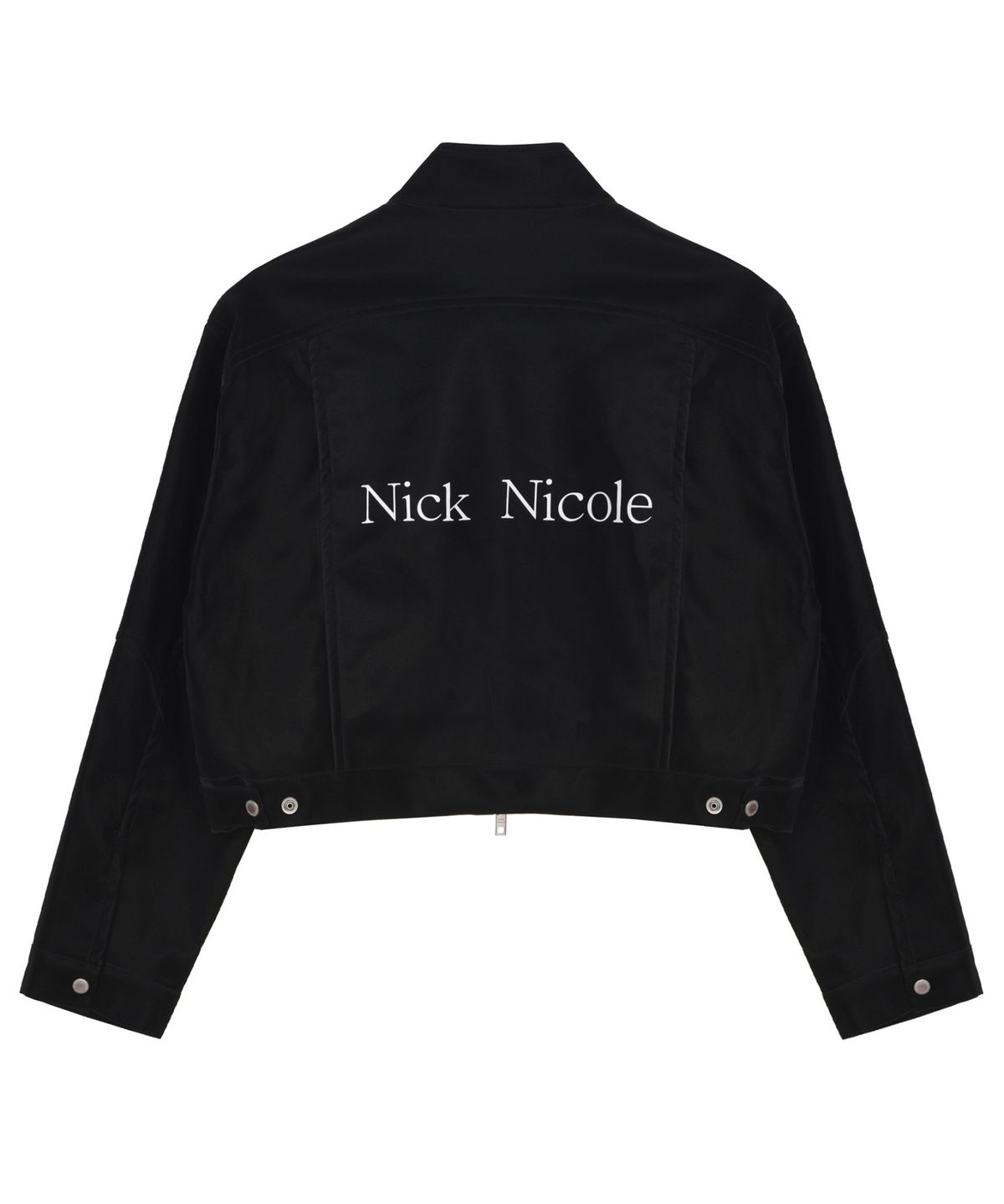 닉앤니콜(NICK&NICOLE) SATIN LEATHER CROP BLOUSON JACKET_BLACK