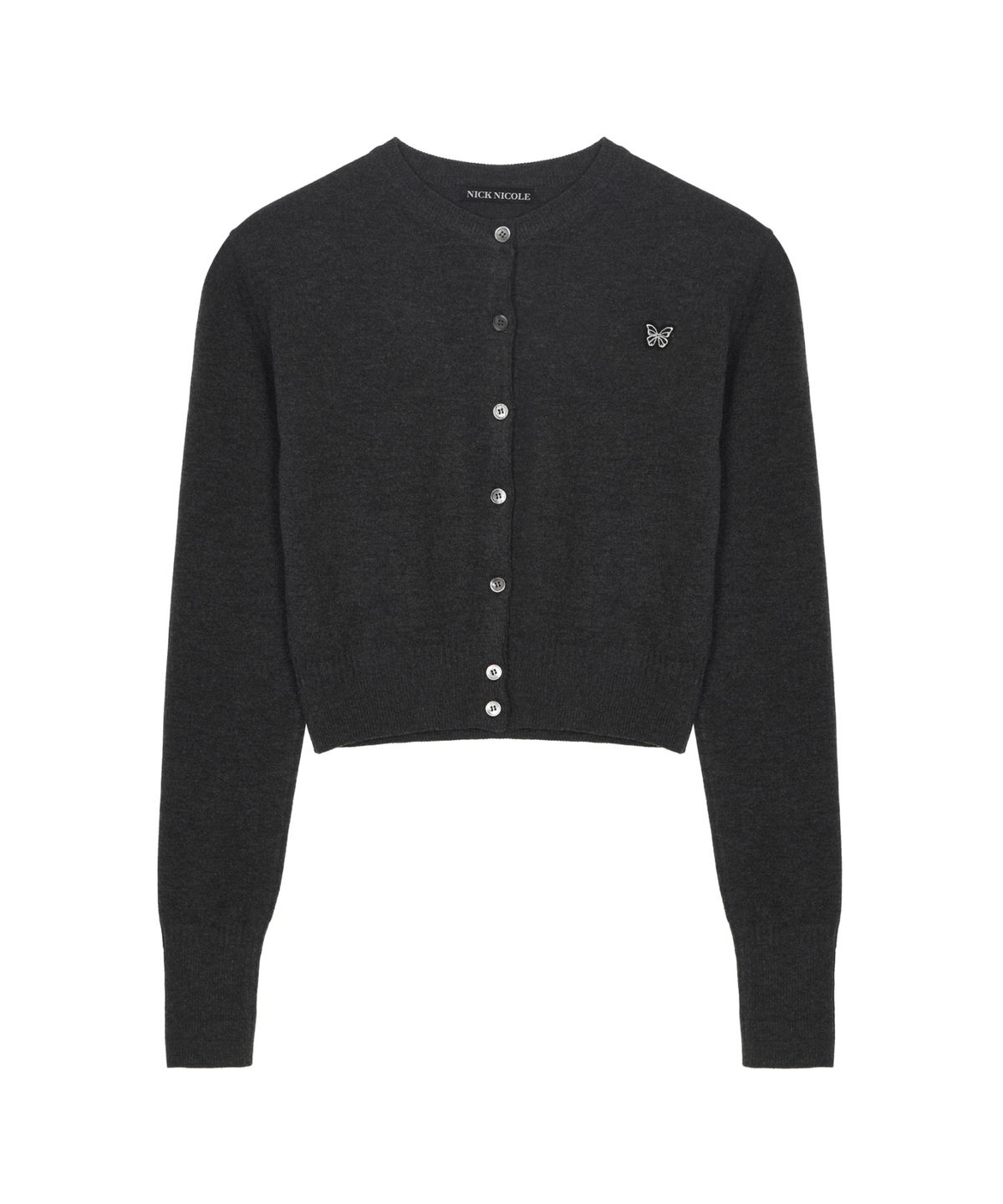 닉앤니콜(NICK&NICOLE) BUTTERFLY JAQUARD KNIT CARDIGAN_CHARCOAL