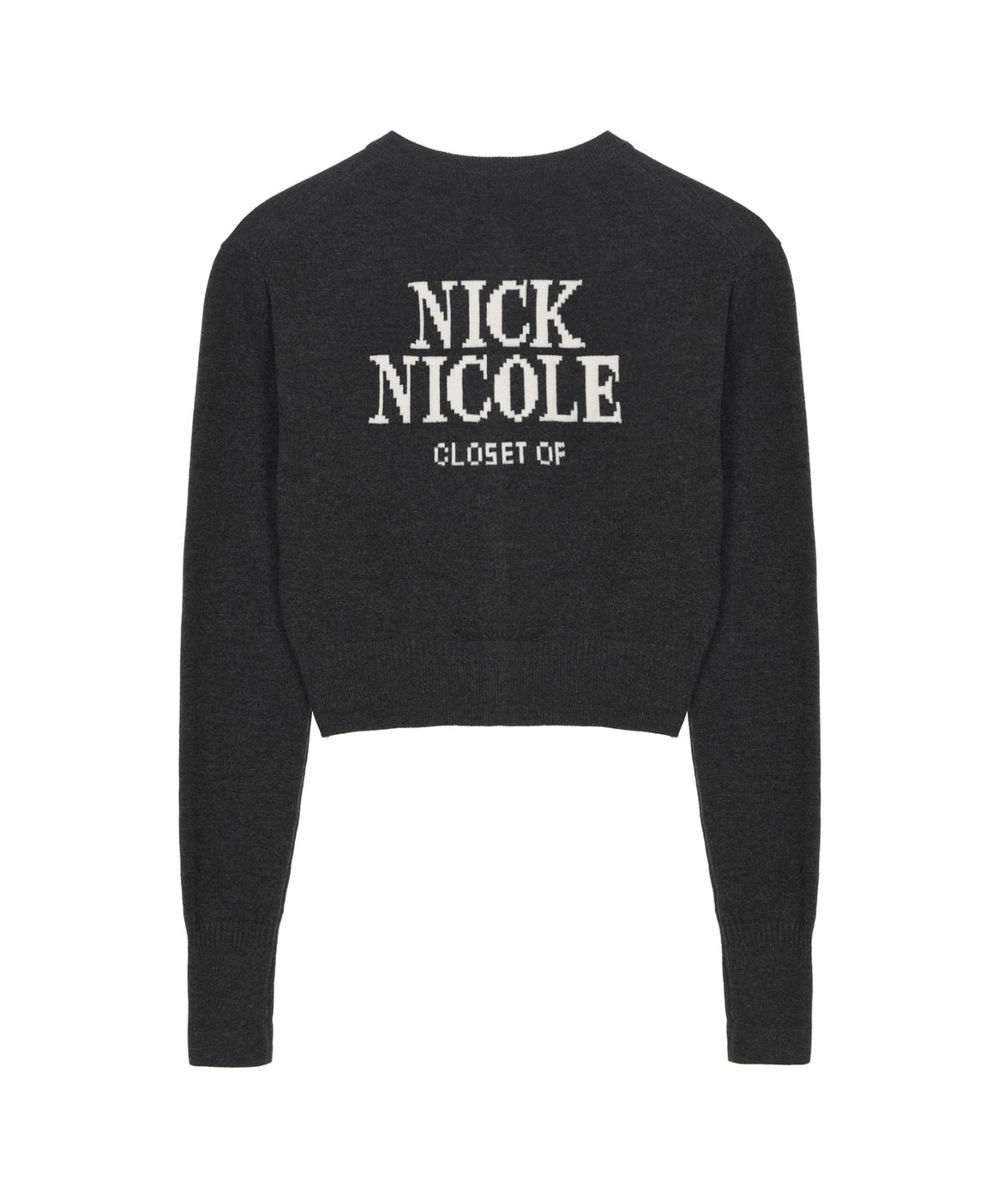닉앤니콜(NICK&NICOLE) BUTTERFLY JAQUARD KNIT CARDIGAN_CHARCOAL