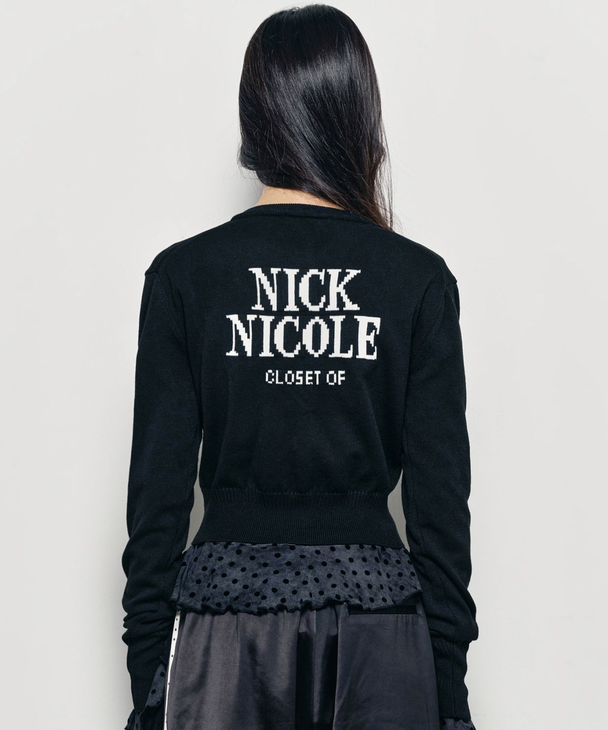 닉앤니콜(NICK&NICOLE) BUTTERFLY JAQUARD KNIT CARDIGAN_BLACK