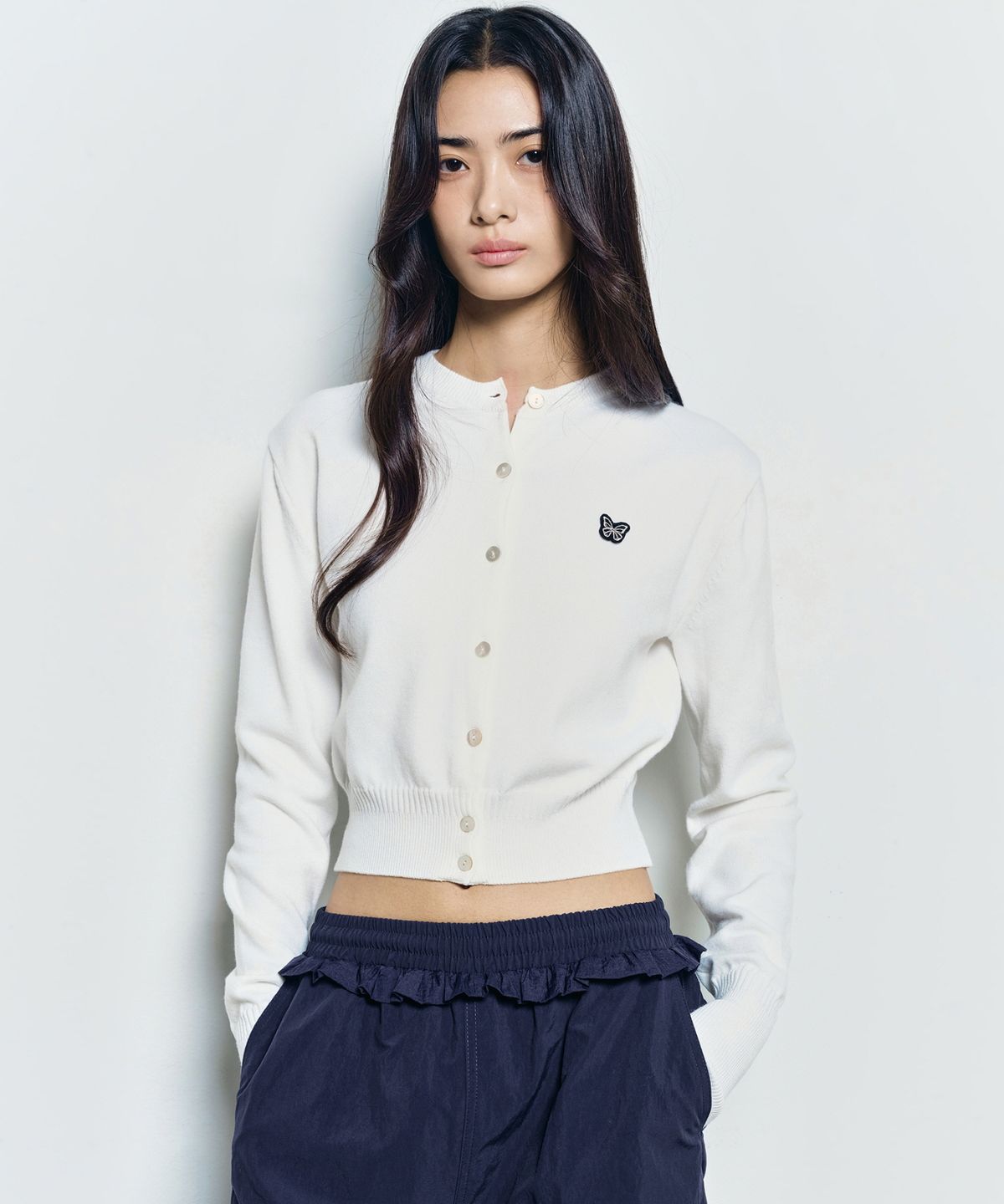 닉앤니콜(NICK&NICOLE) BUTTERFLY JAQUARD KNIT CARDIGAN_WHITE
