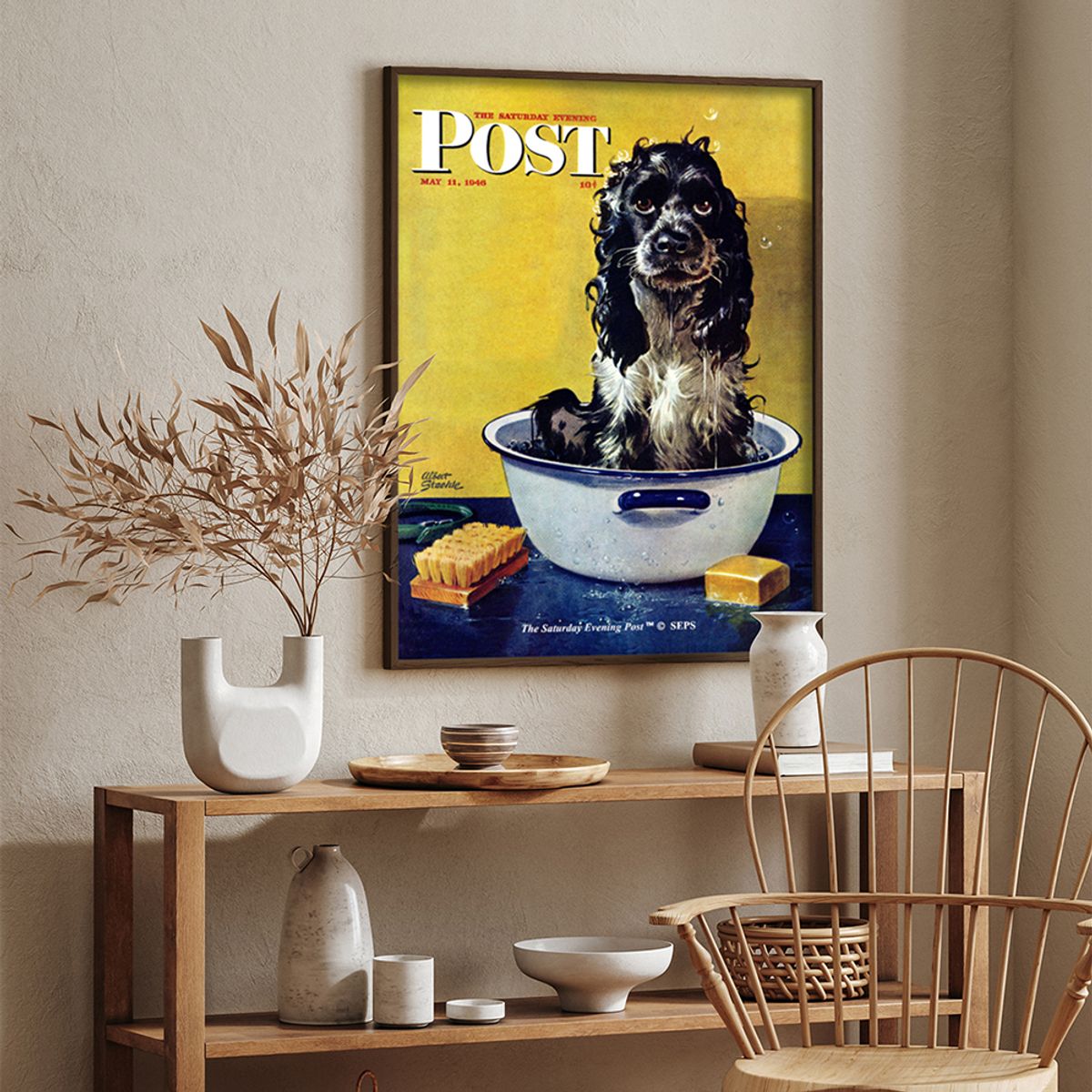 더 새터데이 이브닝 포스트(THE SATURDAY EVENING POST) SEP Framed Poster_Butch Gets a Bath