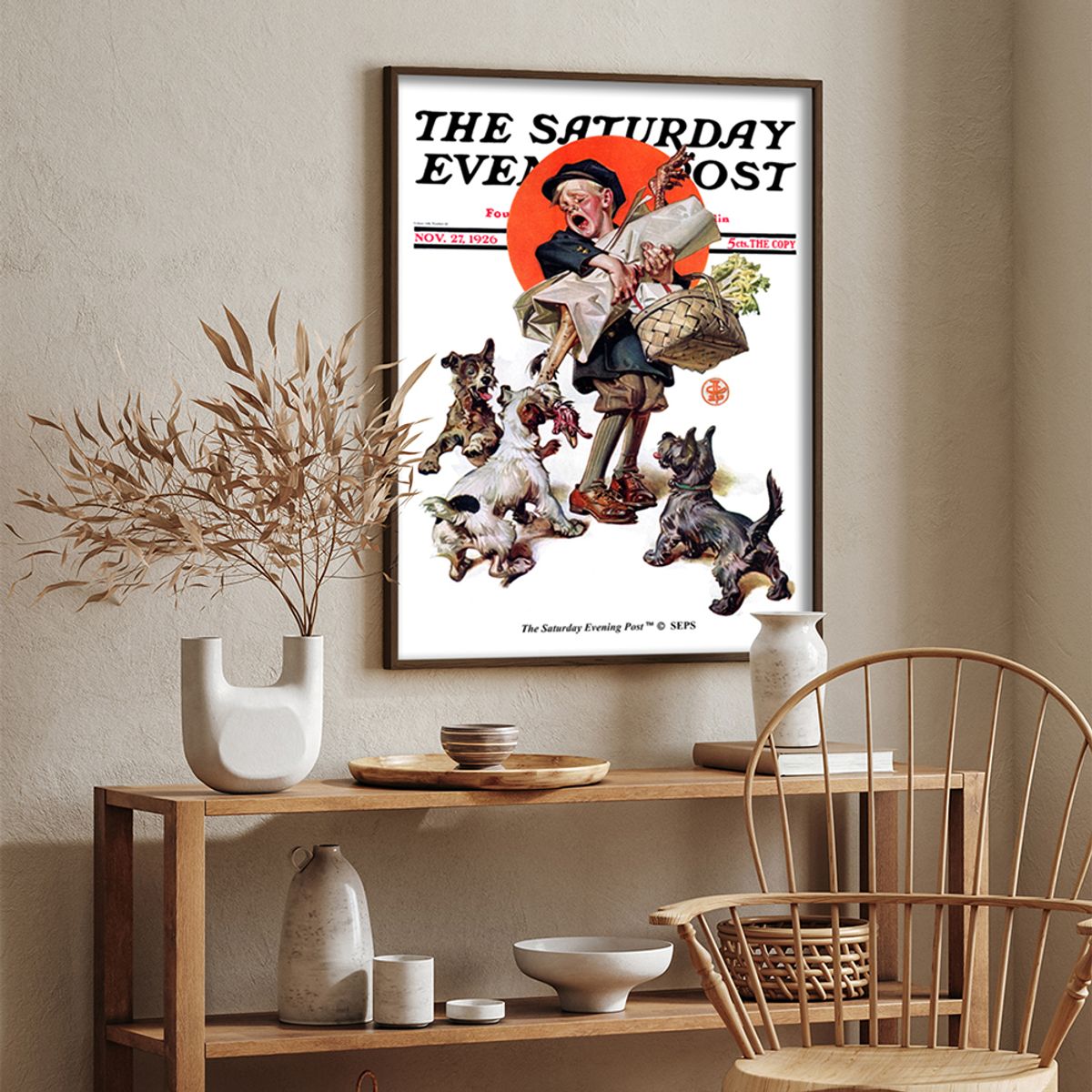 더 새터데이 이브닝 포스트(THE SATURDAY EVENING POST) SEP Framed Poster_Barking Up the Wrong Turkey