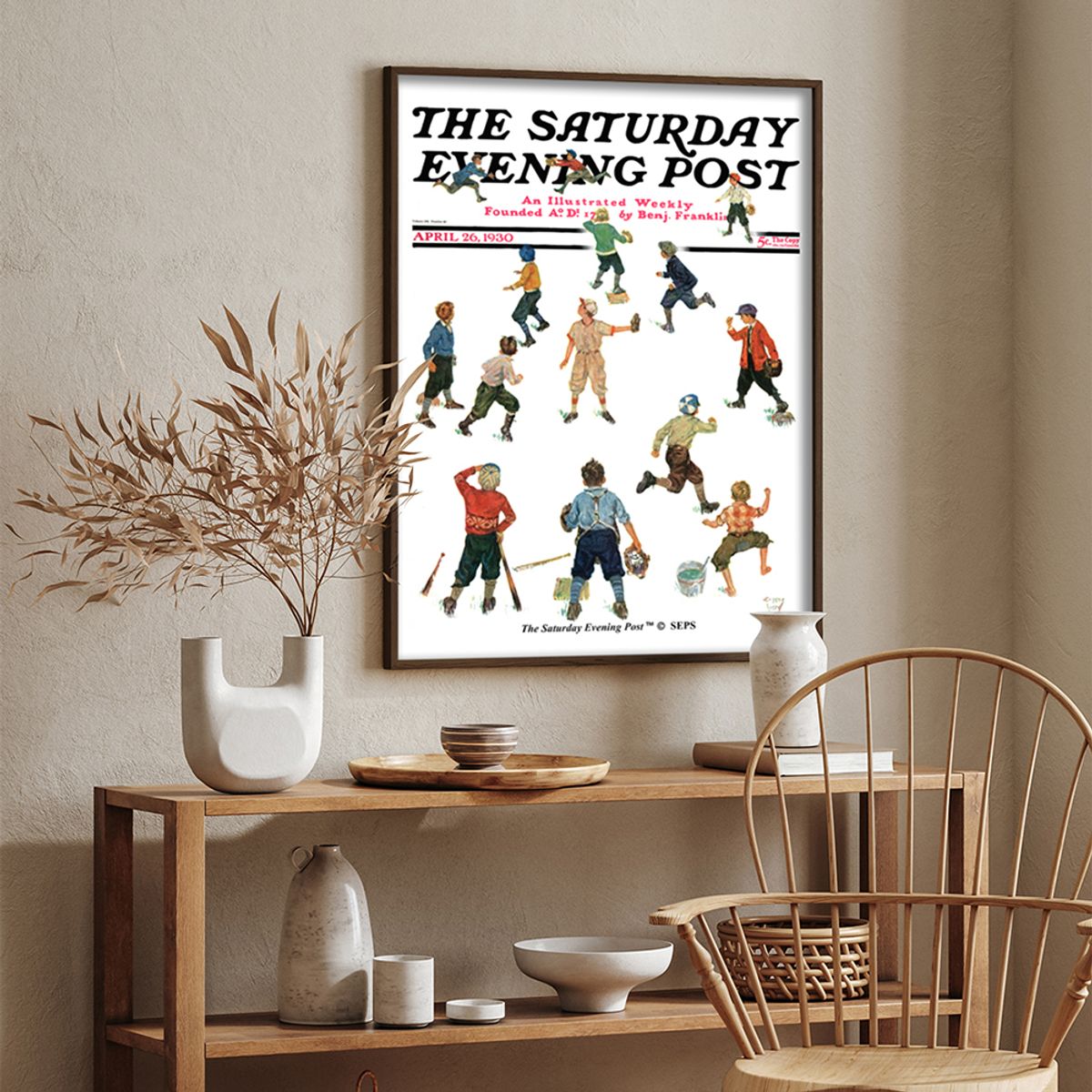 더 새터데이 이브닝 포스트(THE SATURDAY EVENING POST) SEP Framed Poster_Home Run