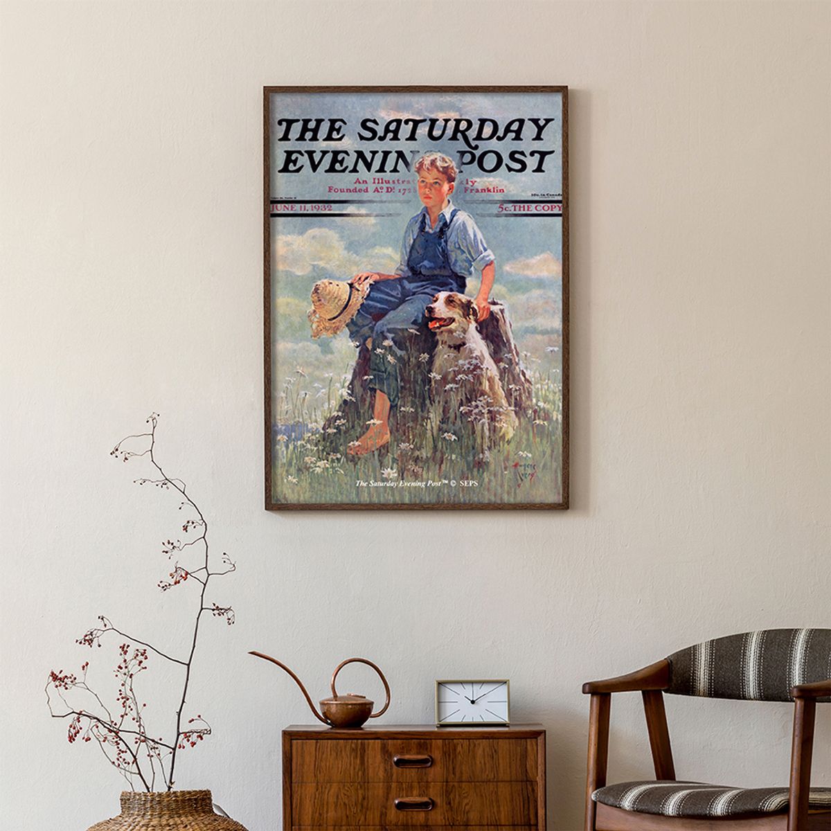 더 새터데이 이브닝 포스트(THE SATURDAY EVENING POST) SEP Framed Poster_Boy and Dog in Nature