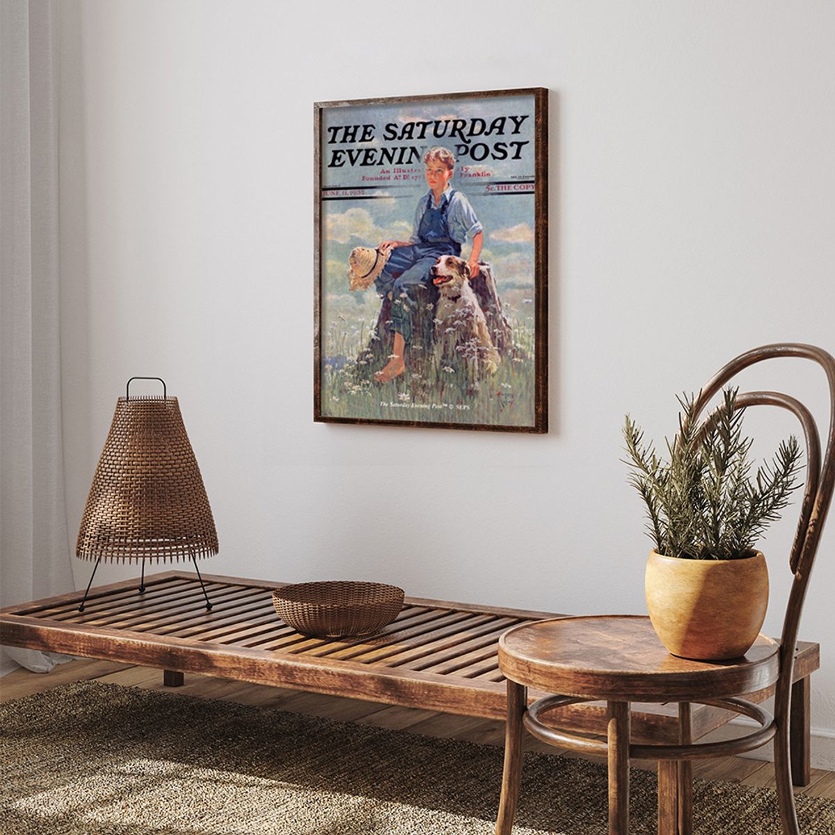더 새터데이 이브닝 포스트(THE SATURDAY EVENING POST) SEP Framed Poster_Boy and Dog in Nature